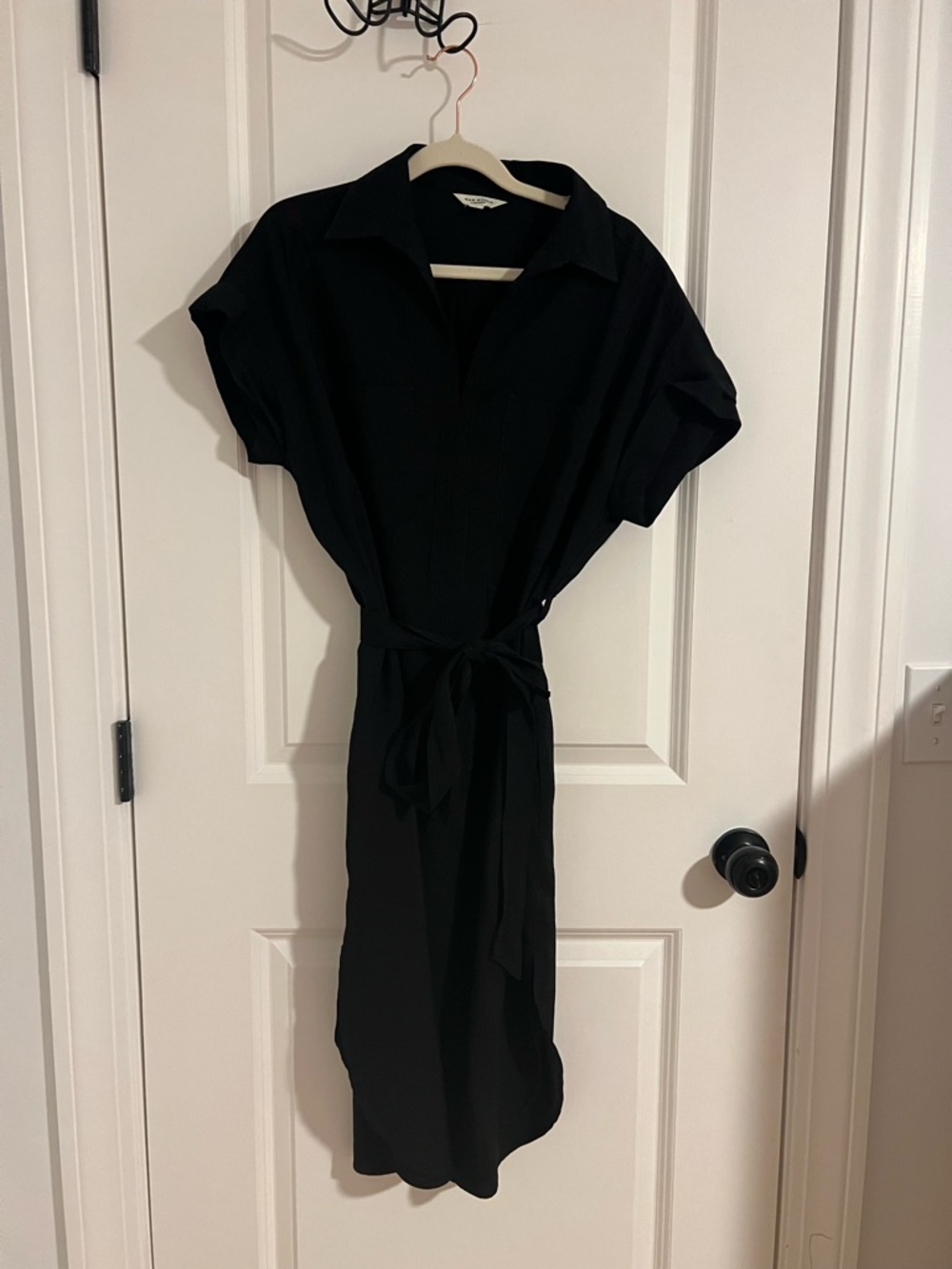 Max Studio Black Midi Shirt Dress with Tie Belt